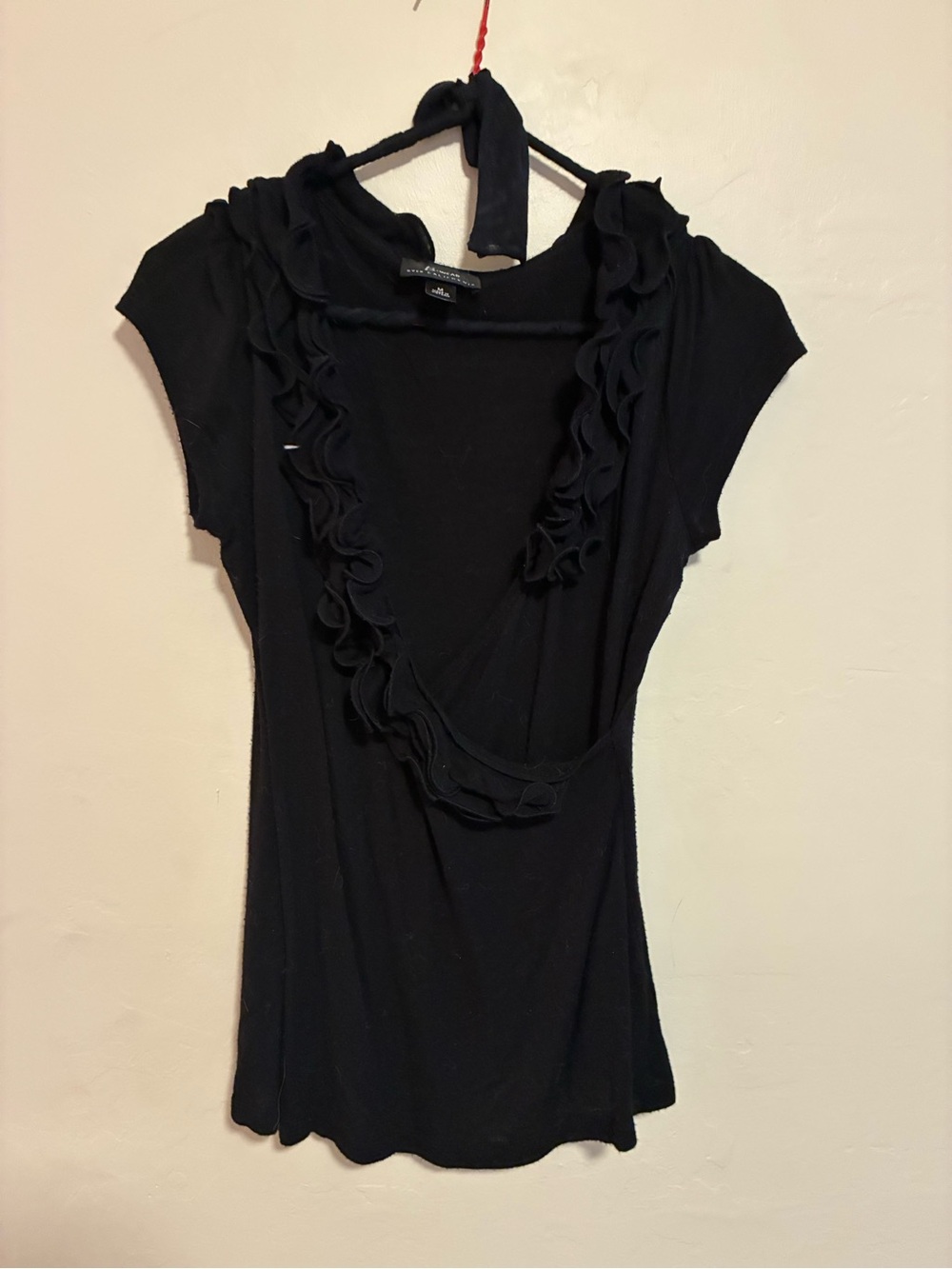 Byer California Black Ruffled V-Neck Camisole